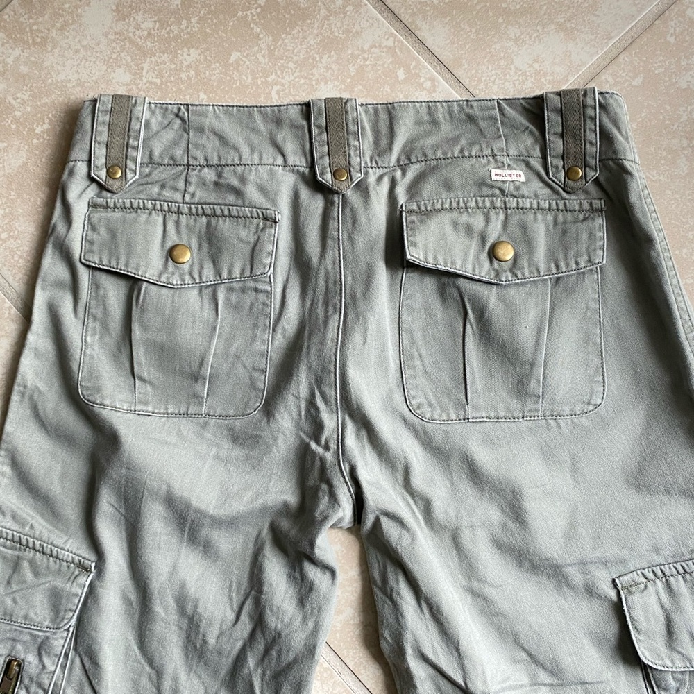 Y2k Hollister sage green cargo khaki low rise flare jeans - Picture 11 of 16